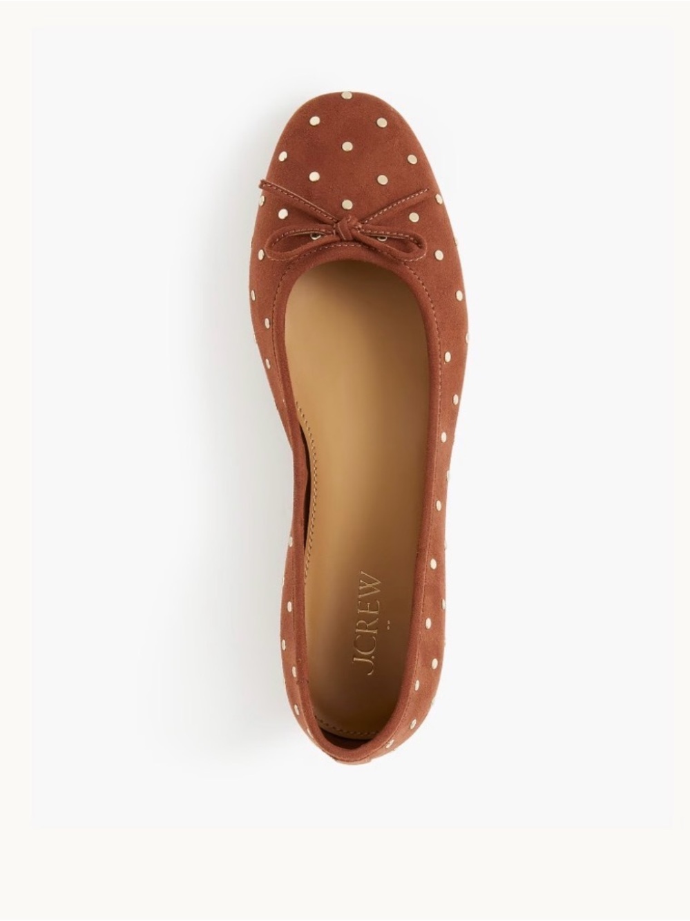 J.Crew Factory Studded Suede Ballet Flats Size 6 Rust Brown CL399 NWT